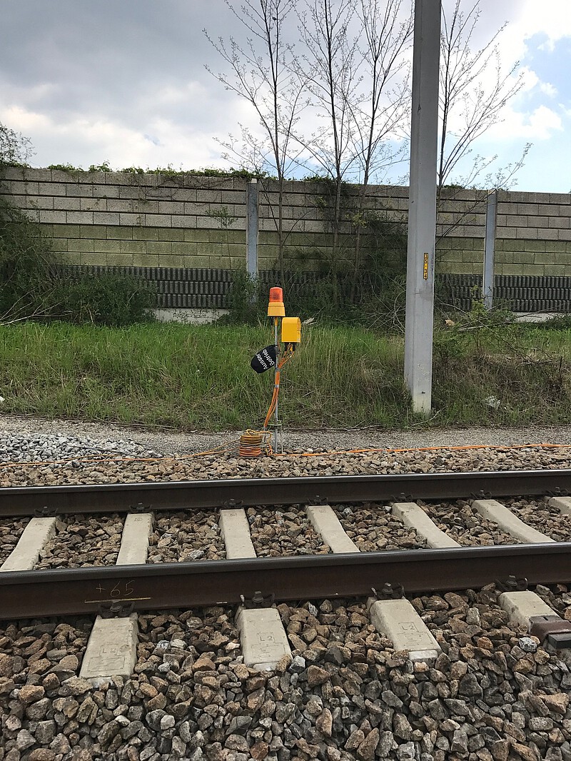 Automatische Warnanlage zur Sicherung einer Gleisbaustelle